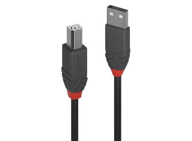 Lindy USB2 Kabel A-B -  7,5 m Anthra Line A-B USB Kabel Sort 