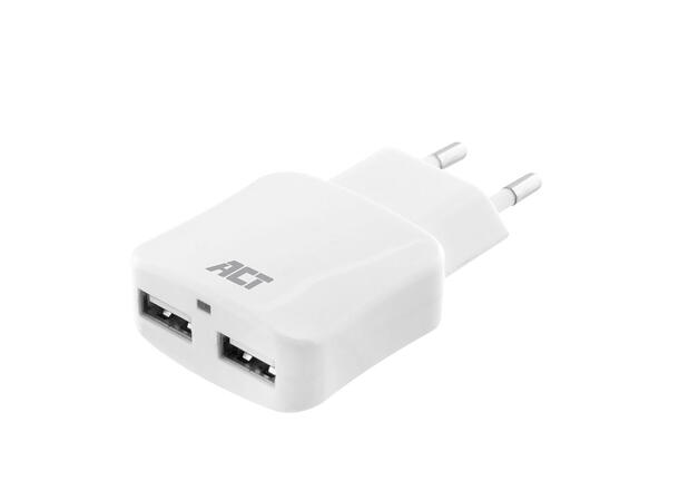 ACT Universal USB lader 2-Port ¤ 2xUSB 2.4A, 12W 