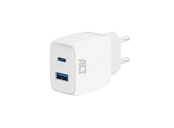 ACT AC2122 - 2-Port USB-C & USB-A Lader 20W GaNFast PD