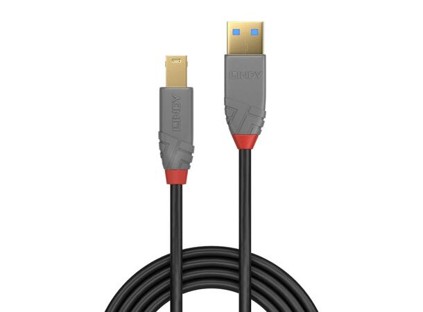 Lindy USB3.2 kabel A-B - 2 m Anthra Line A-B USB 5Gbps Sort 