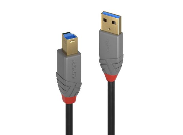 Lindy USB3.2 kabel A-B - 2 m Anthra Line A-B USB 5Gbps Sort 