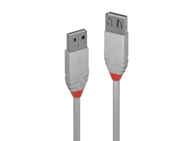 Lindy USB2 Skjøtekabel A-A - 2 m Anthra Line A-A USB Kabel Grå 