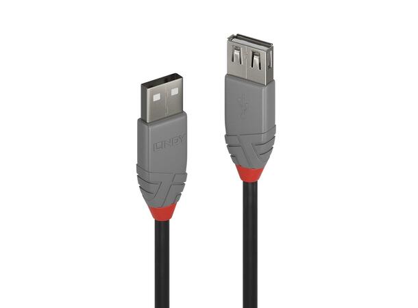 Lindy USB2 Skjøtekabel A-A -  0,5 m Anthra Line A-A USB Kabel Sort 