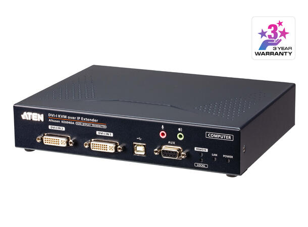 Aten KVM DVI-I DualHead IP Transmitter RS-232 Control and Audio 