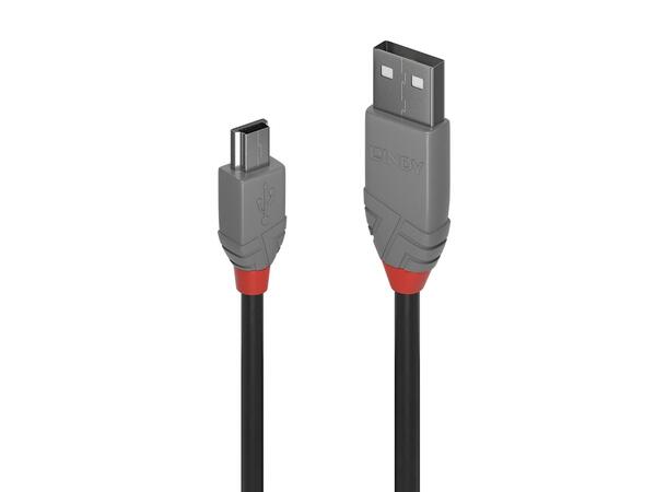 Lindy USB2 Kabel A-miniB -  0,2 m Anthra Line A-mini B USB Kabel Sort 