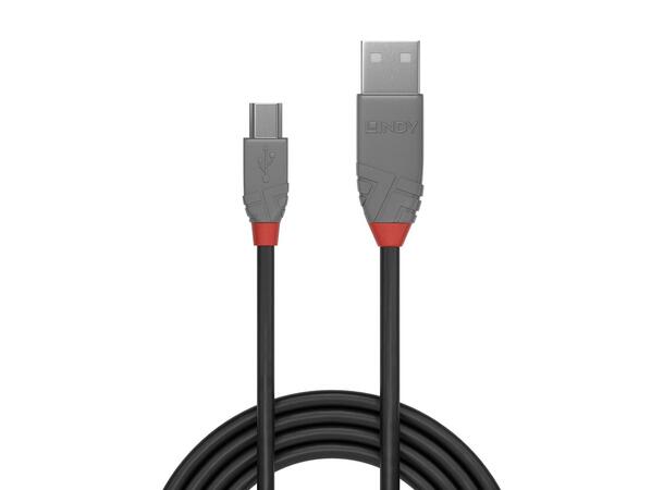 Lindy USB2 Kabel A-miniB -  0,2 m Anthra Line A-mini B USB Kabel Sort 