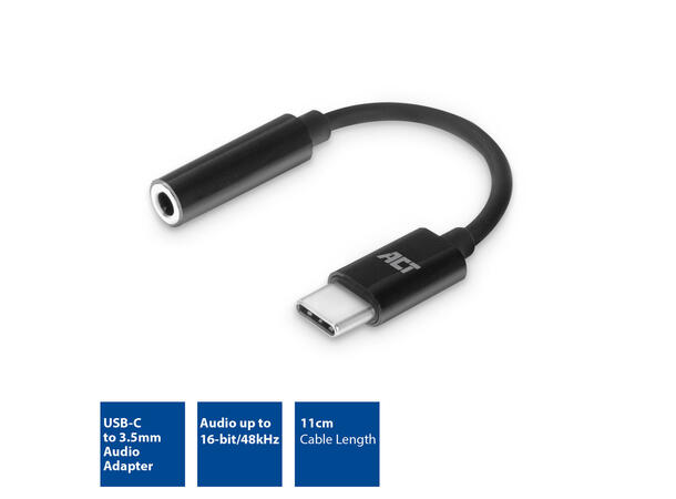 ACT Adapter USB-C > Mini Jack 3,5mm Integrert DAC konverter 